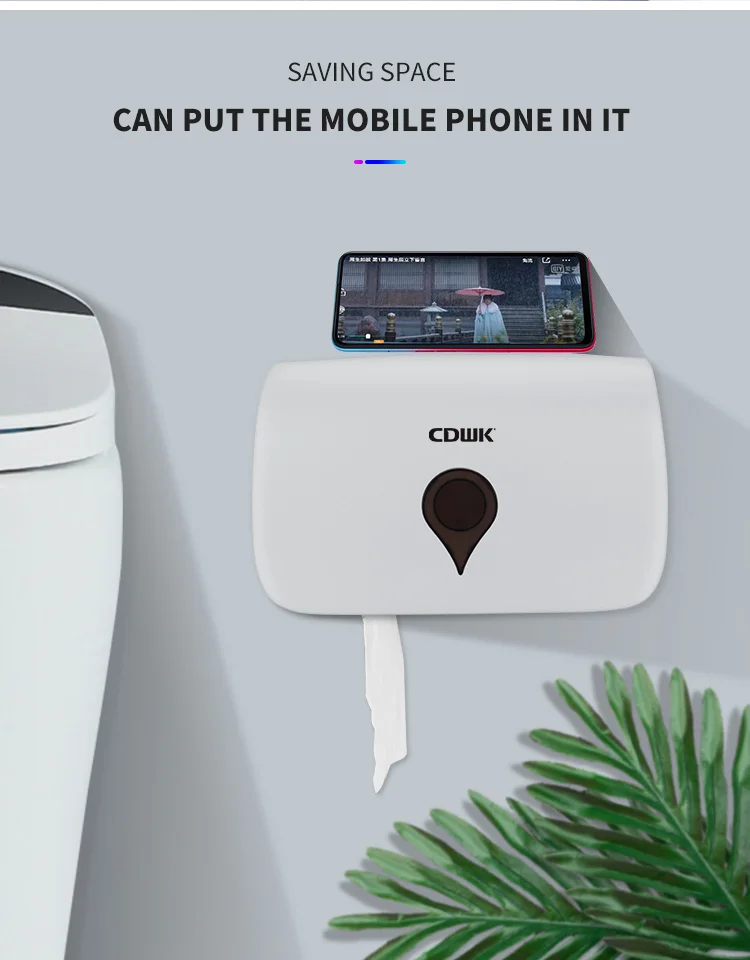 CDWK tissue holder standing toilet paper holder bathroom with phone shelf