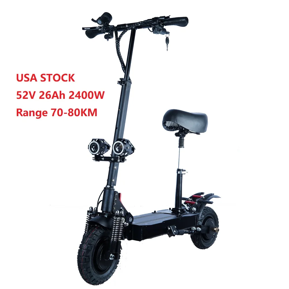 T4 Powerful 52V 26Ah 2400W Cruise Control Dual Motor Off Road With Seat Adult Electric Scooter