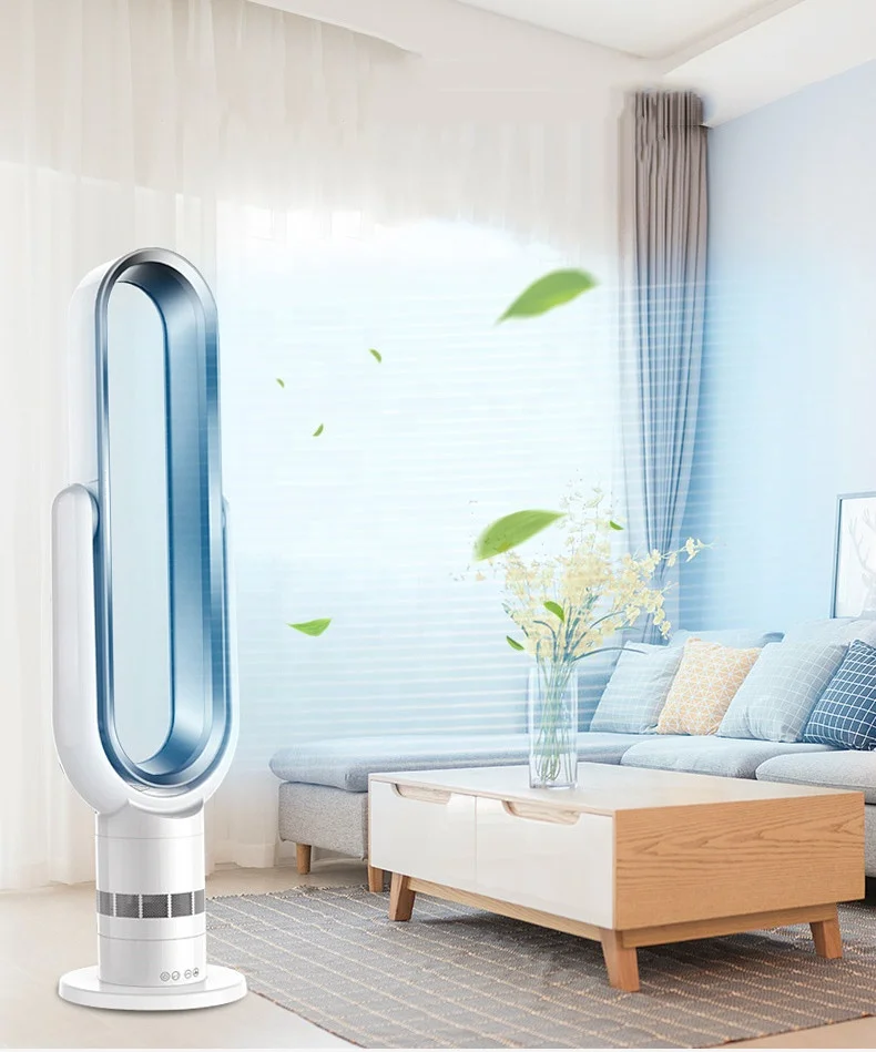 Home Appliance Nature Wind 10 Gears ABS Material Floor Standing AC Air Cooling Bladeless Electric Fan
