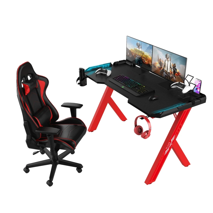 Factory Custom Gaming Table Pc Desk I Shaped Led Gaming Desk For PC Gaming Desk Table