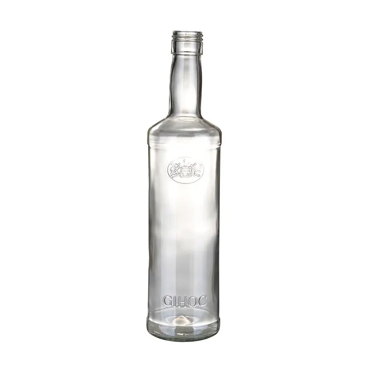 High Quality Gin Flint Spirit Whisky Vodka Liquor Glass Bottles with Embossed Finish for Brand Rum Liqueur Carton Packaging