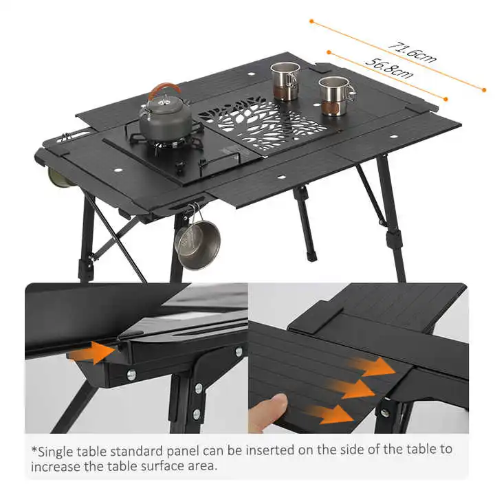 Outdoor Multifunctional Igt Table Lightweight Aluminum Roll Up Adjustable Picnic Collapsible Camping Grill Table