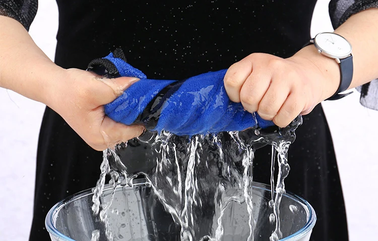 30*30cm  Car Drying Wash Detailing Buffing Polishing Towel with Plush Edge Microfiber car clean Cloth with custom logo