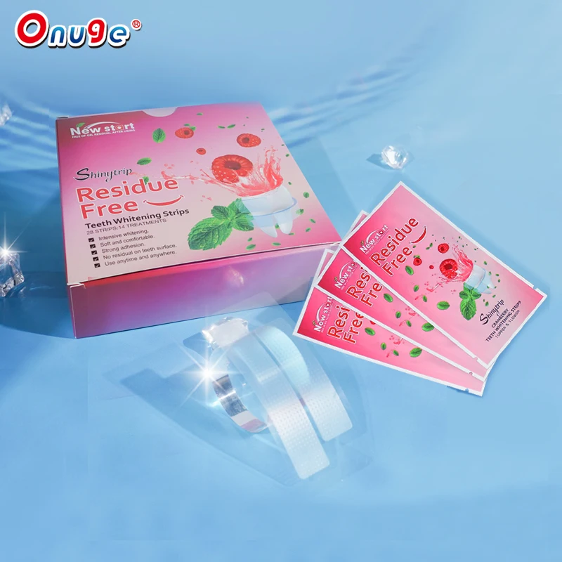 CE Approved Hot Sale Onuge Wholesale Whitening Kit Cranberry Flavor Residue-free Teeth Whitening Strips