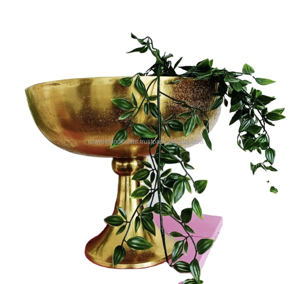 Table Top Gold Color Pedestal Flower Bowl metal wedding flower vase for wedding home decoration.