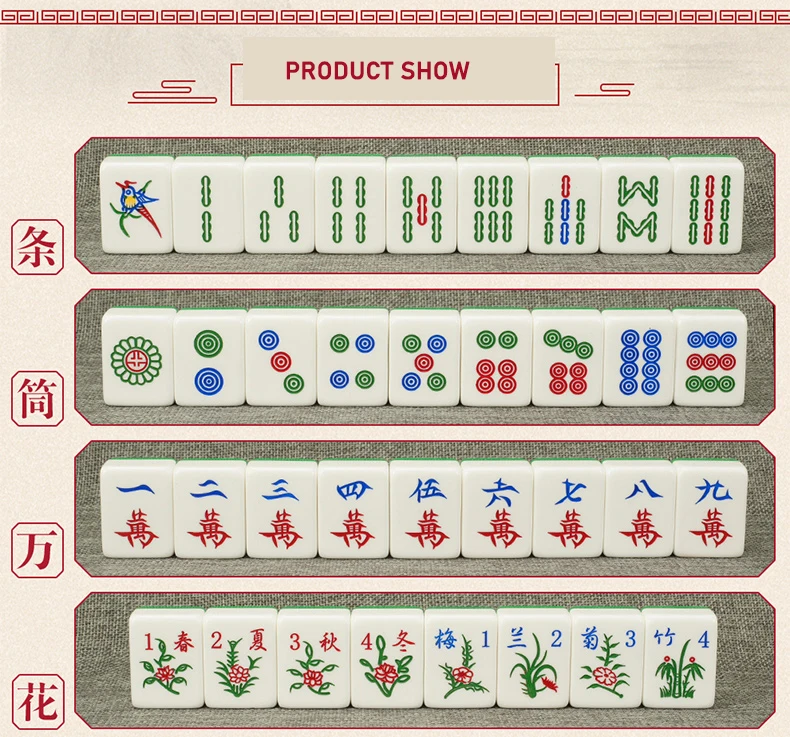 Regular Melamine Family Entertainment Packaging Custom Automatic Vietnam Mahjong Set