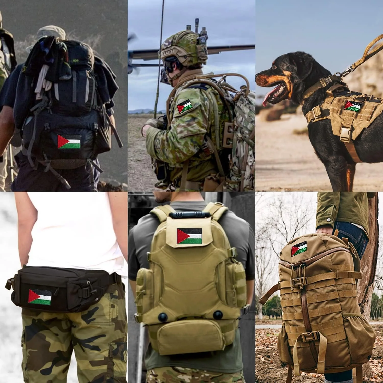 Custom Logo Hook and Loop Embroidery Embroidery Velcroes Patch Tactical Sew on Israel&Palestine Flag Patches