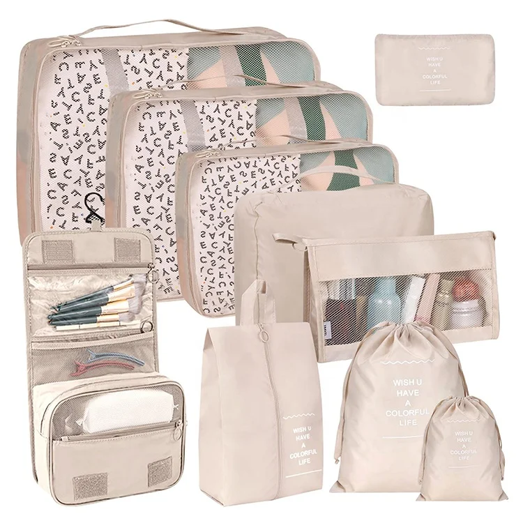 7 to 10 Pieces Set Organizer Clothes Storage Suitcase Kit Underwear Socks Shoes Bag Travel Luggage Sets for