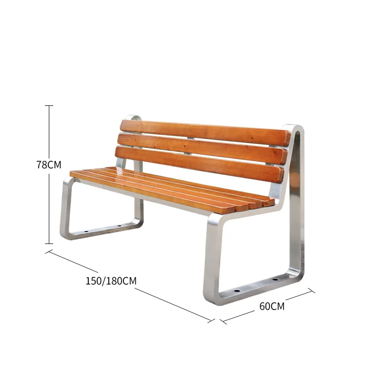 outdoor steel patio bench with backrest iron garden seats elegant design park leisure wooden waterproof decorative public bench