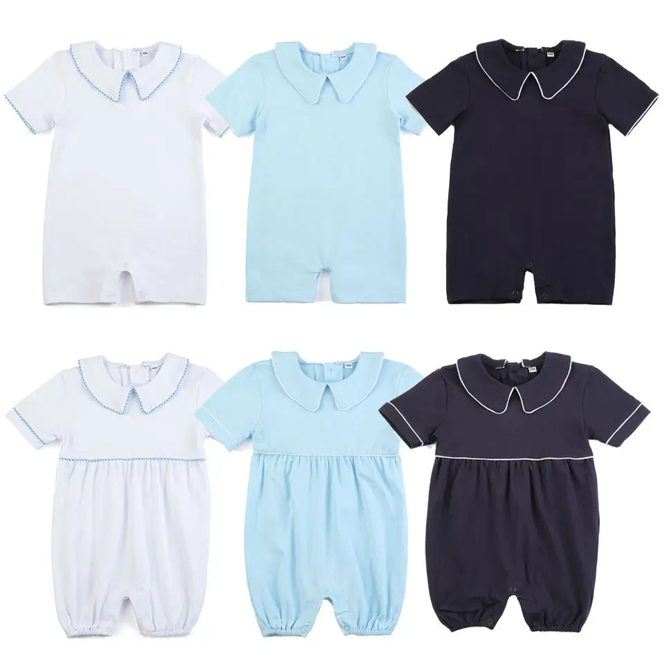 New Design Navy  Color Wholesale Baby Clothes Toddler  Boy Girl Clothing Baby Rompers  Blank Cotton bodysuit one piece