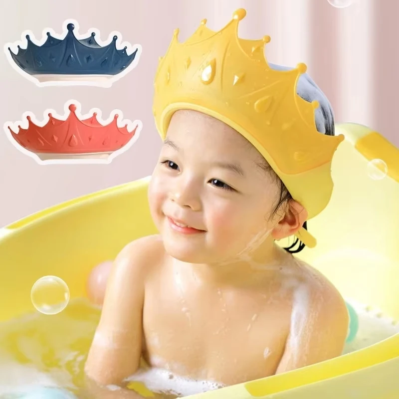 Newborn Adjustable Silicon Crown Ear Protection Safe Water Guard Baby Shower Head Cover Hat for Children