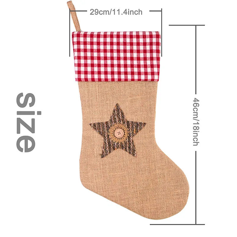 Cotton Fabric And Linen Christmas Fireplace Hanging Stocking For Christmas DIY Decorations