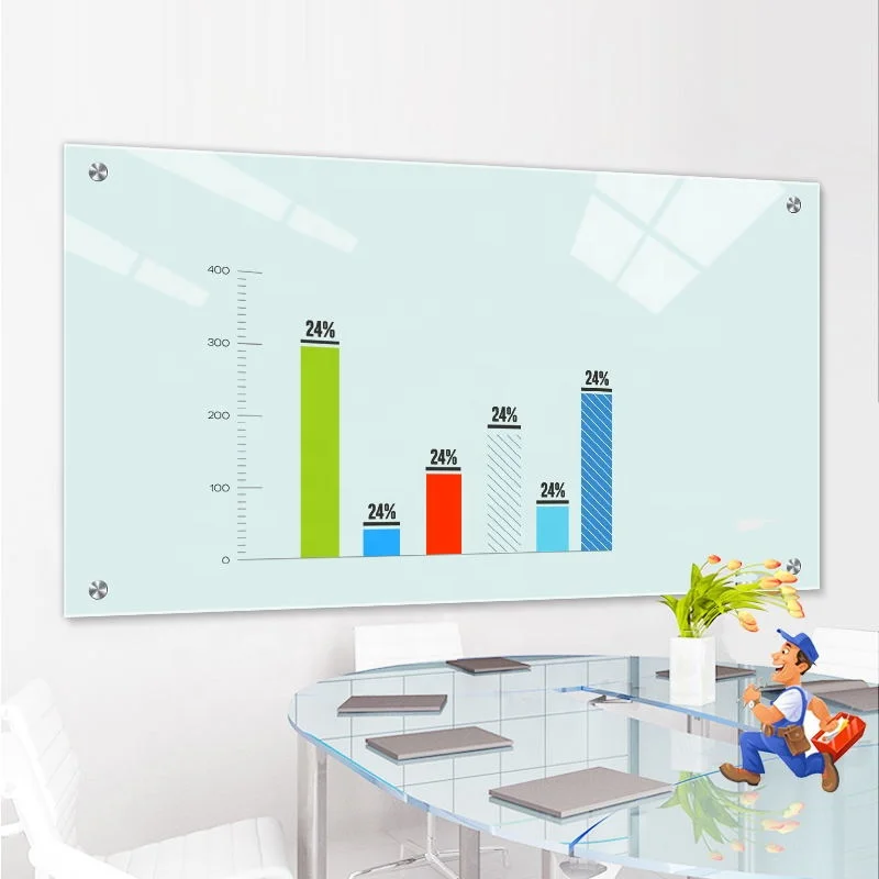 6mm Thickness Magnetic Tempered Glass Notice White Board