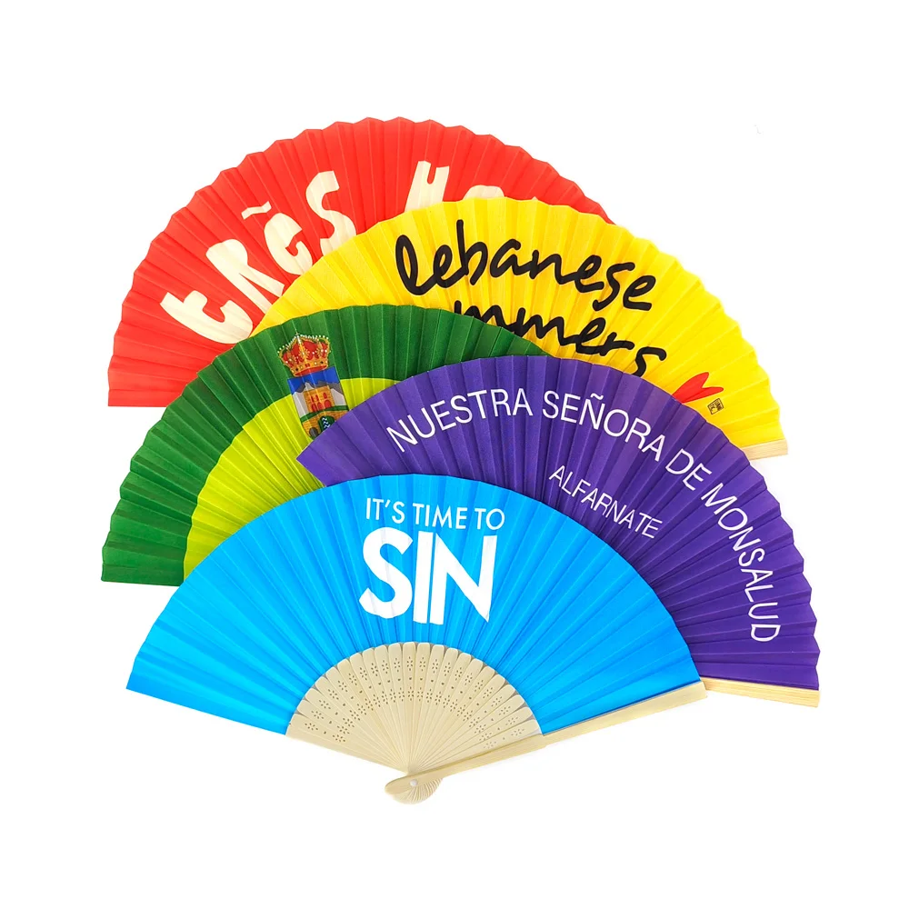 Wholesale 21cm custom folding bamboo fan hand held personalized hand fans for promotional activities