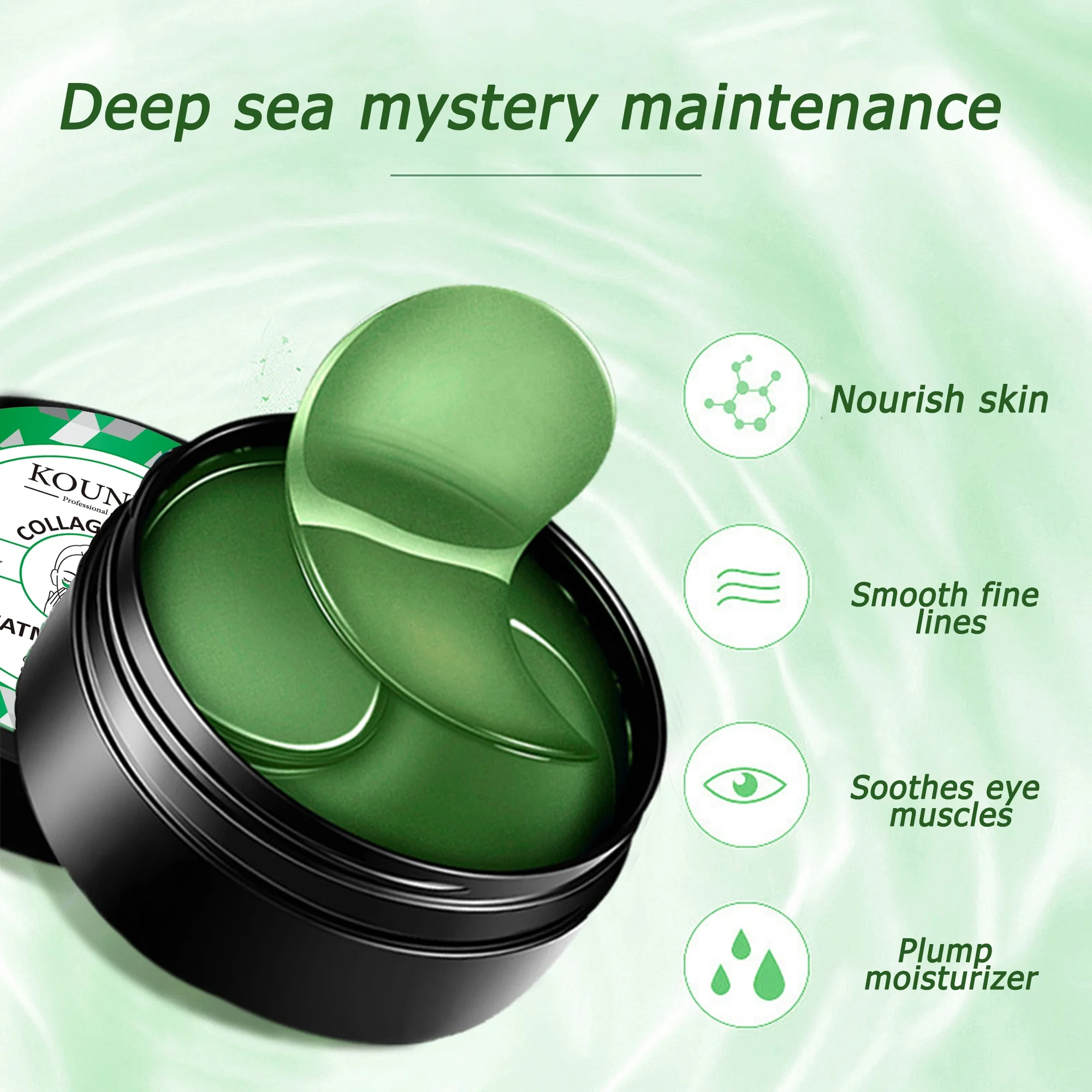 Гидрогелевая маска для ухода за темными кругами под патчами от частного бренда, прозрачная коллагеновая маска для глаз с зеленым чаем