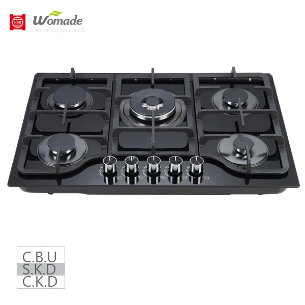 80cm black glass 5 burner built in gas hobs estufas elegantes 2022 new design build in hobs
