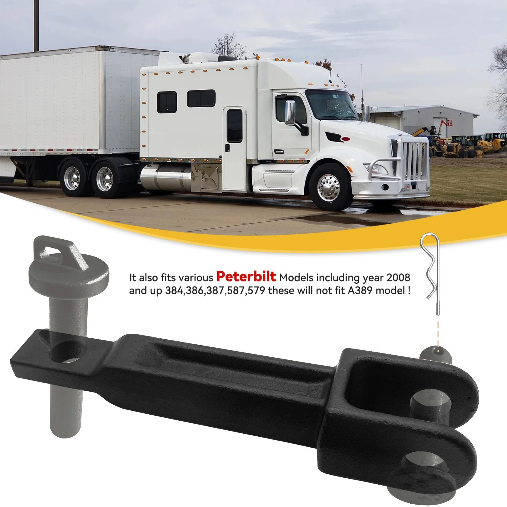 A20-6014 Single Tow Hook Kit Compatible with Peterbilt/Kenworth with Pull Pin  and Frame Pin