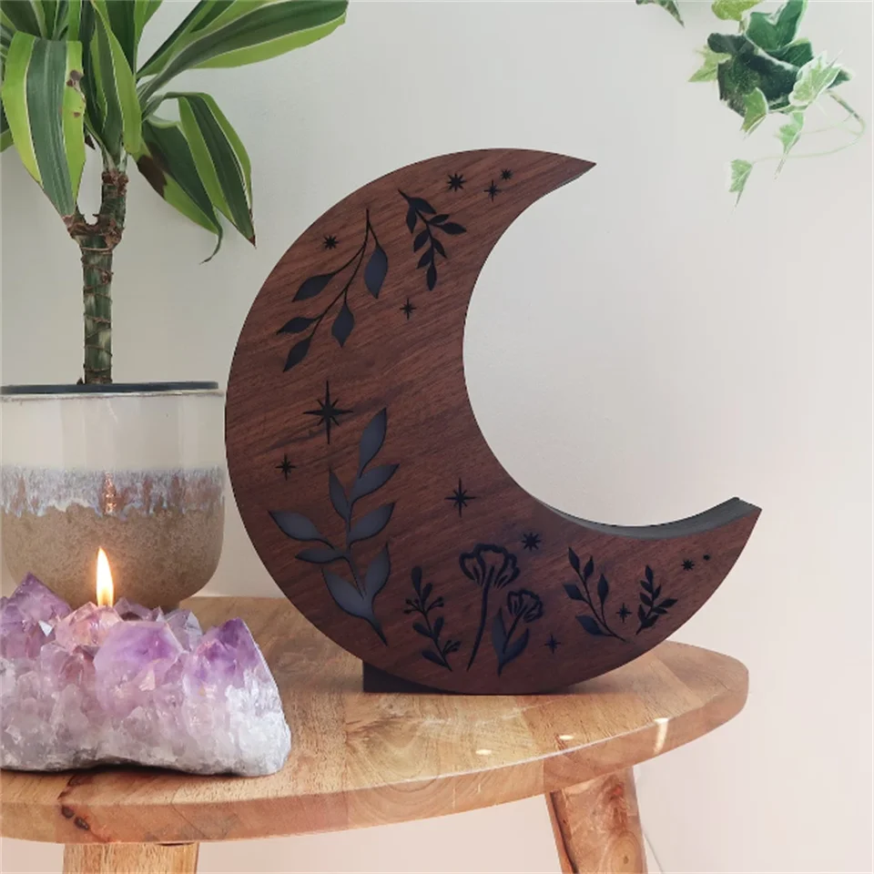 Wooden Moon lamp Moon Night Light Celestial Lamp star christmas wood light for gift