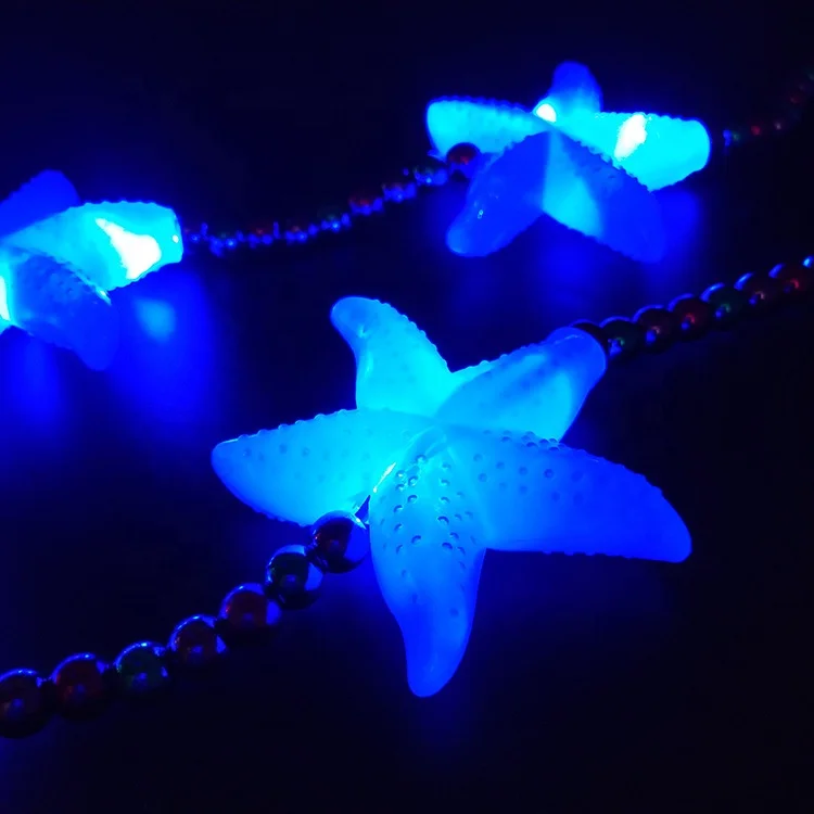 Fashion Led Light Up Necklaces Party Starfish Necklace Festivals Decorations Flashing Led Beads Necklace