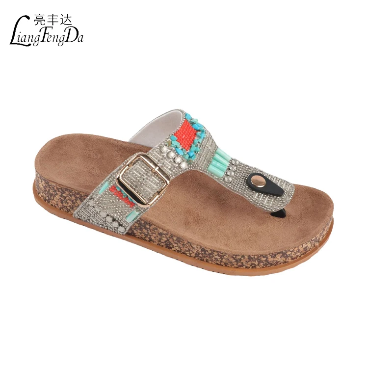 Slides Slippers Luxury Crystal Flip-flops Slippers New Outdoor Cork Sole Casual Design Morocco Summer PVC for Women Female