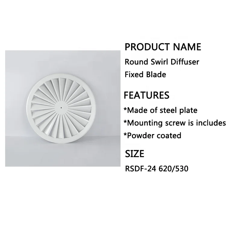 HVAC System Residential Round Air Duct Grilles Vent with 22 fixed blades