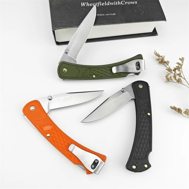 110 Nylon Fibre Handle Tactical Folding Knife Drop Point Blade Camping EDC Self Defense Pocket Knife
