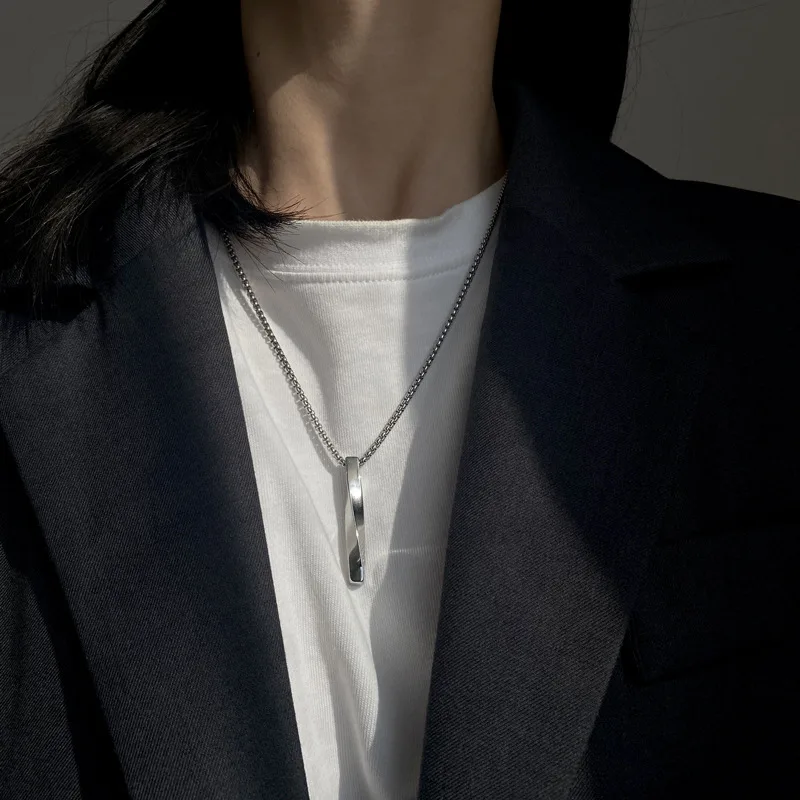 Titanium steel niche texture pendant spiral necklace hip hop chill decorative chain pendant