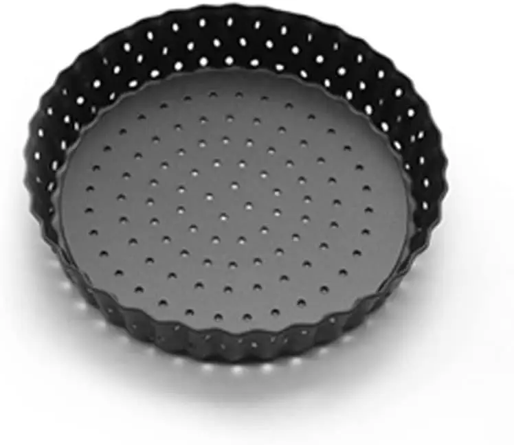 1 Piece Tart Pan 5inch Shell Carbon Steel Tart Molds Kitchen Cooking Pan Pizza  with Holes and Removable Bottom, Black