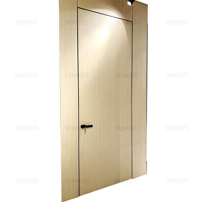 Invisible Bedroom Door Frameless Swing Wooden Door Customizable with Hidden Hinges Soundproof and Smooth Finish