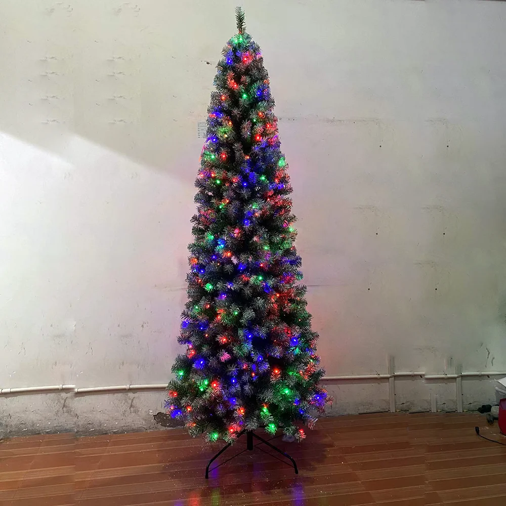 Custom Artificial Christmas trees Fake slim Pine needle Christmas pencil tree green