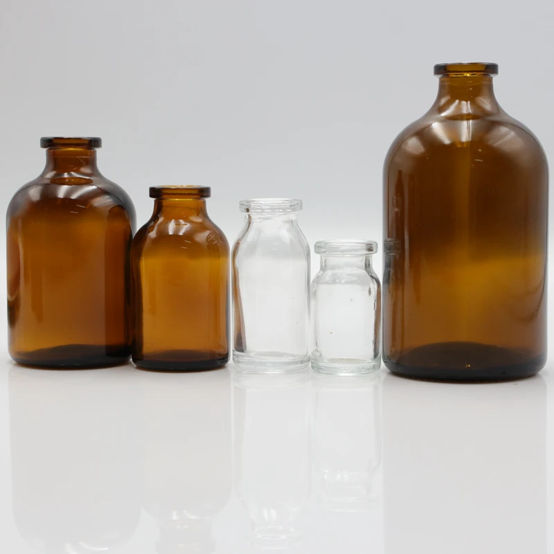 10ml 15ml 20ml 30ml 50ml 100ml Clear and Amber Moulded Glass Bottle Glass Vial For Medical