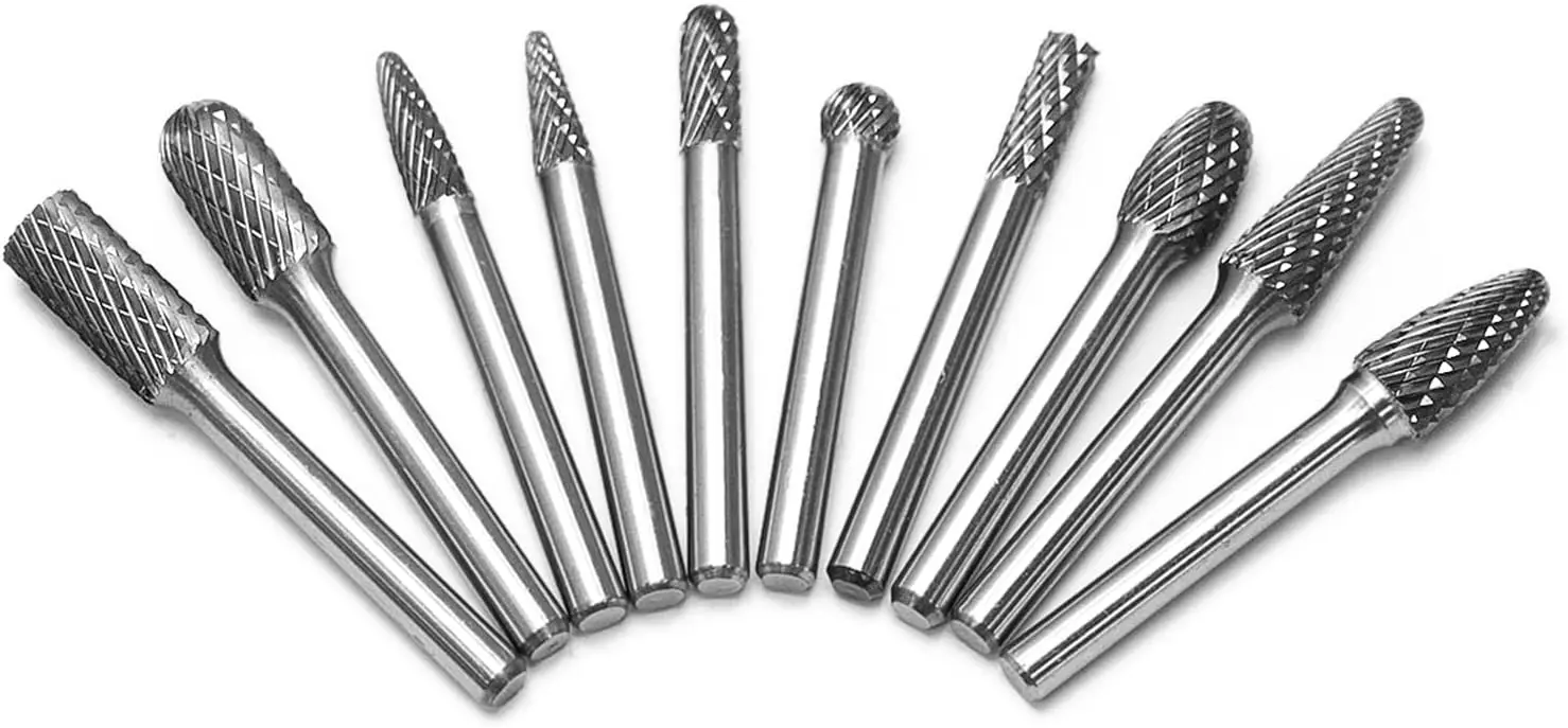 Premium Carbide Burrs Set Tungsten Carbide Rotary Files Bits for Die Grinder Metal Wood Carving Engraving Polishing
