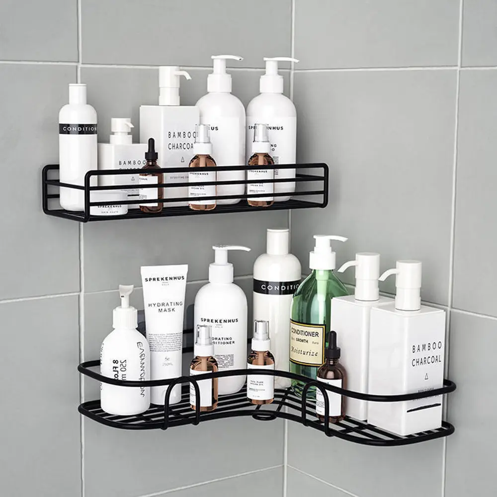Wall Mounting Corner Iron Metal Kitchen Bathroom Organizer Shelves Rack  for Wall Mounted No Drilling Shower Caddy Storage