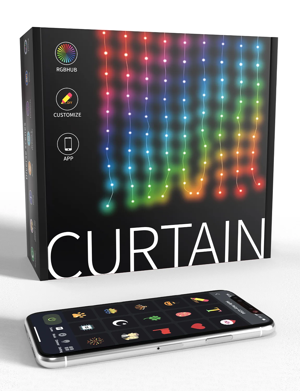 App Control Christmas Smart RGB Pixel Addressable Lights Curtain Indoor DIY Pattern Led Decorative Curtain Lights
