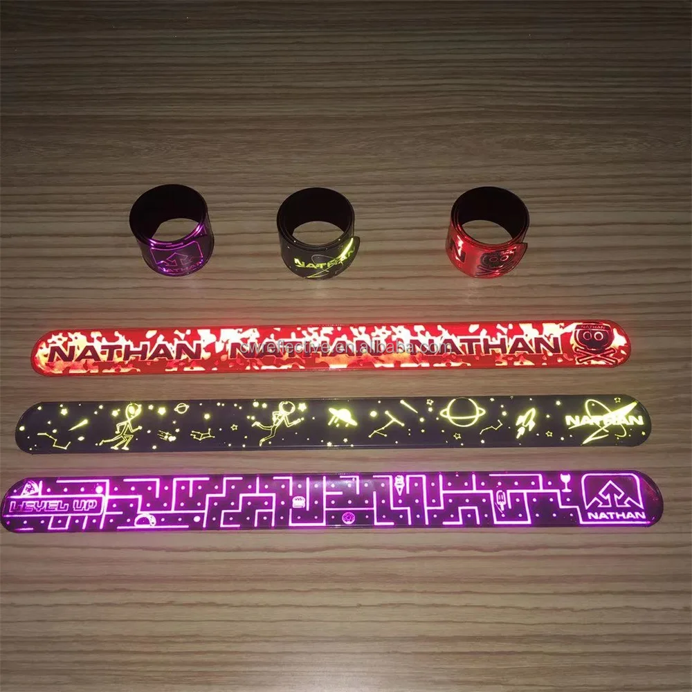 CMYK Custom EN-17353 Eco-friendly Hi Vis Reflective Snap Band Ankle Armband Reflex Wristband