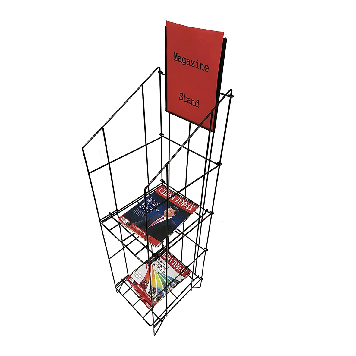 Metal Wire Newspaper Magazine Display Rack / Brochure Display Holder
