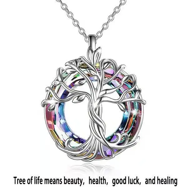 Wholesale colorful Tree of Life pendant personalized simple hollow out tree of Life Necklace