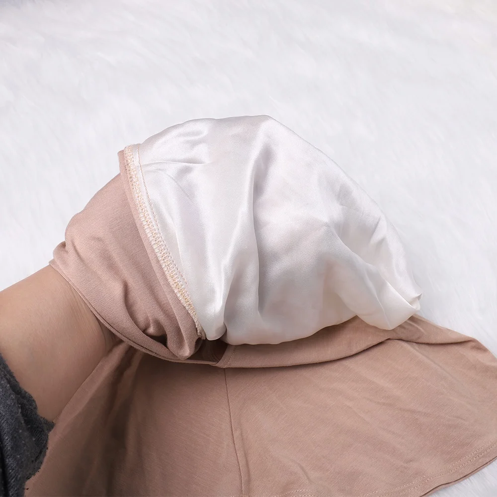 Hot Selling  Silk Lined Neck Covered  Inner with Ear Holes Genuine Silk Undercap Underscarf