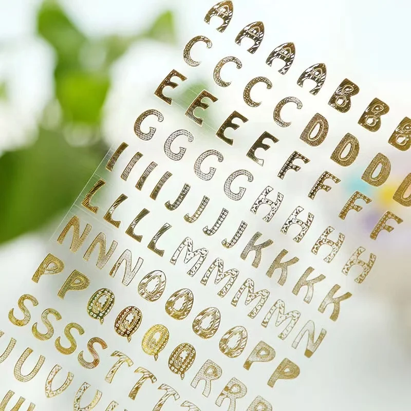 Hot Gold Foil Stamping Hot Silver Golden Number Letter Sticker DIY Photo Album Decoration Alphabet Sticker Scrapbook Stickers