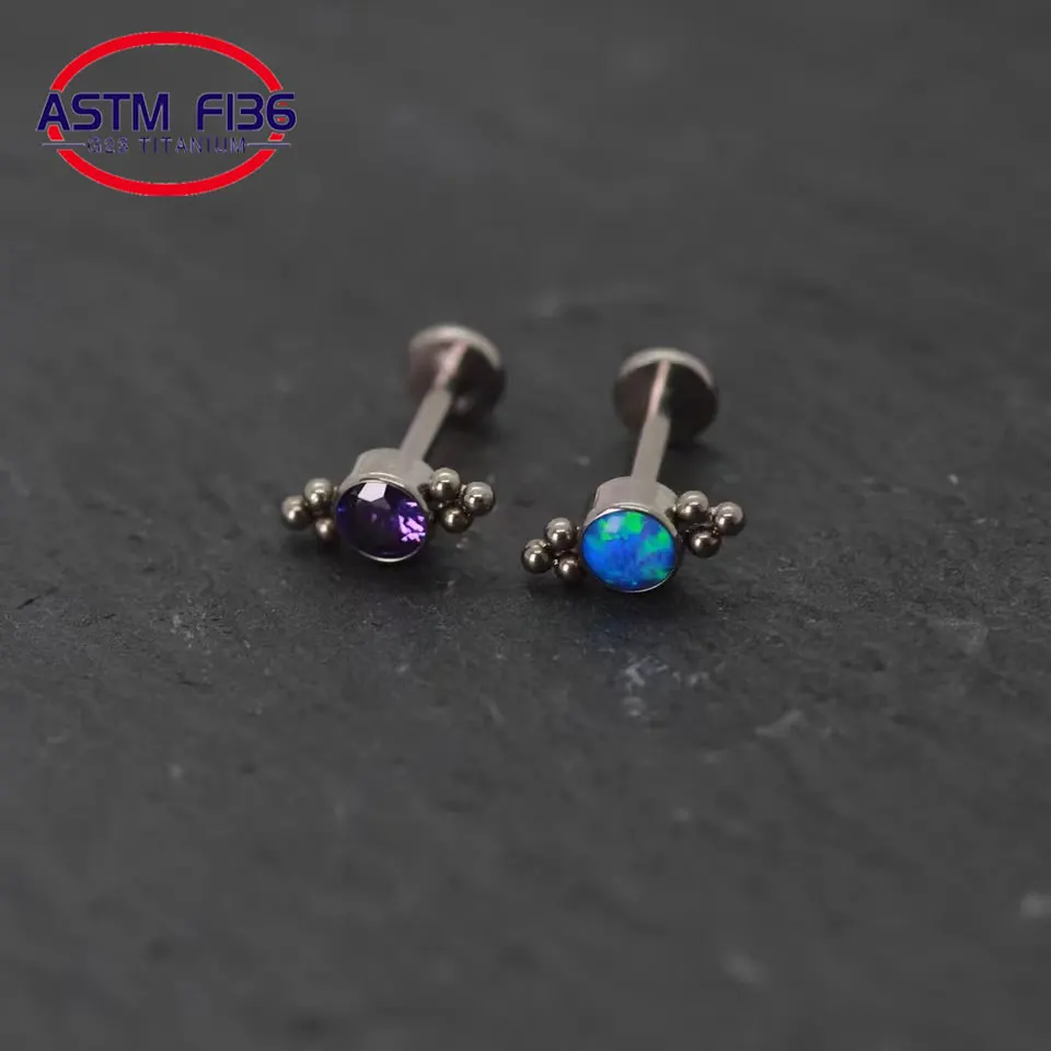 2022 New Multicolor Earrings G23 Titanium 16G Internal Thread Conch Tragus Helix Screw Back Stud Earrings
