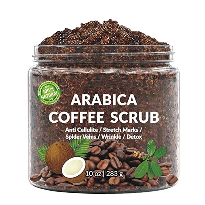 100% Anti Cellulite and Stretch Mark Exfoliating Remove Dead Skin Arabica Coffee Body Scrub Private Label