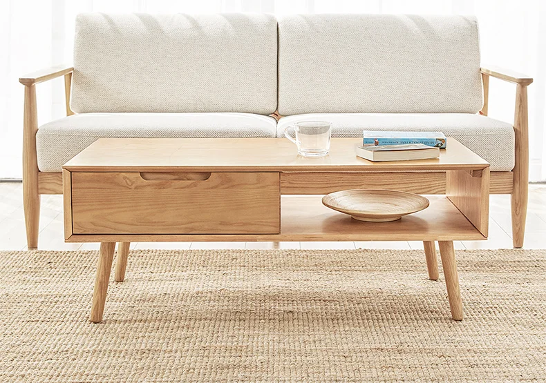 Modern Wooden Table Bed Side Desk Laptop Stand Food Tray Table Sofa Couch Chair Living Room Furniture Coffee Table White Ash