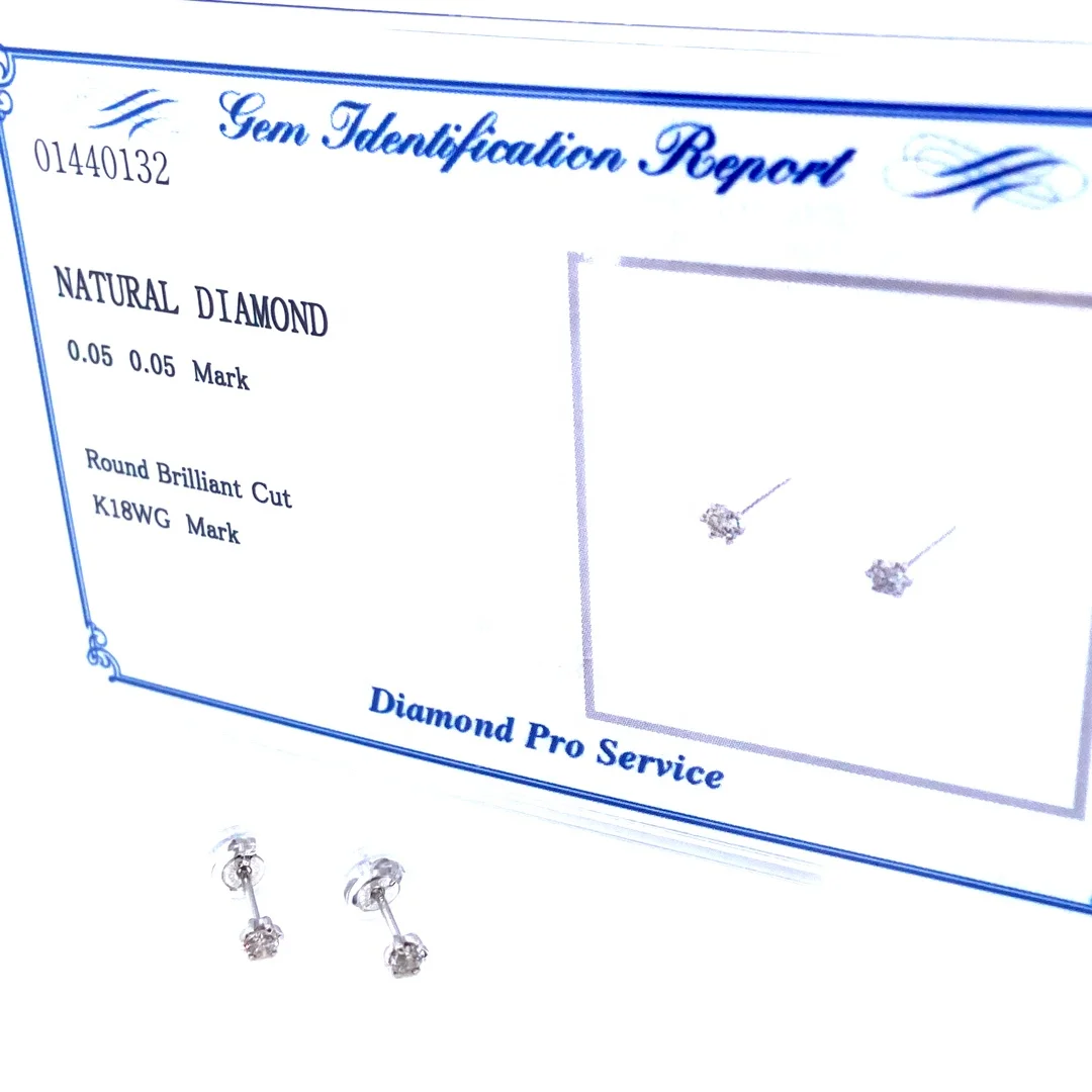 
JMW Japan Fine gold Jewelry Wholesale Real Diamond Platinum900 K18 Single Solitaire Earrings stud 0.10ct pair 