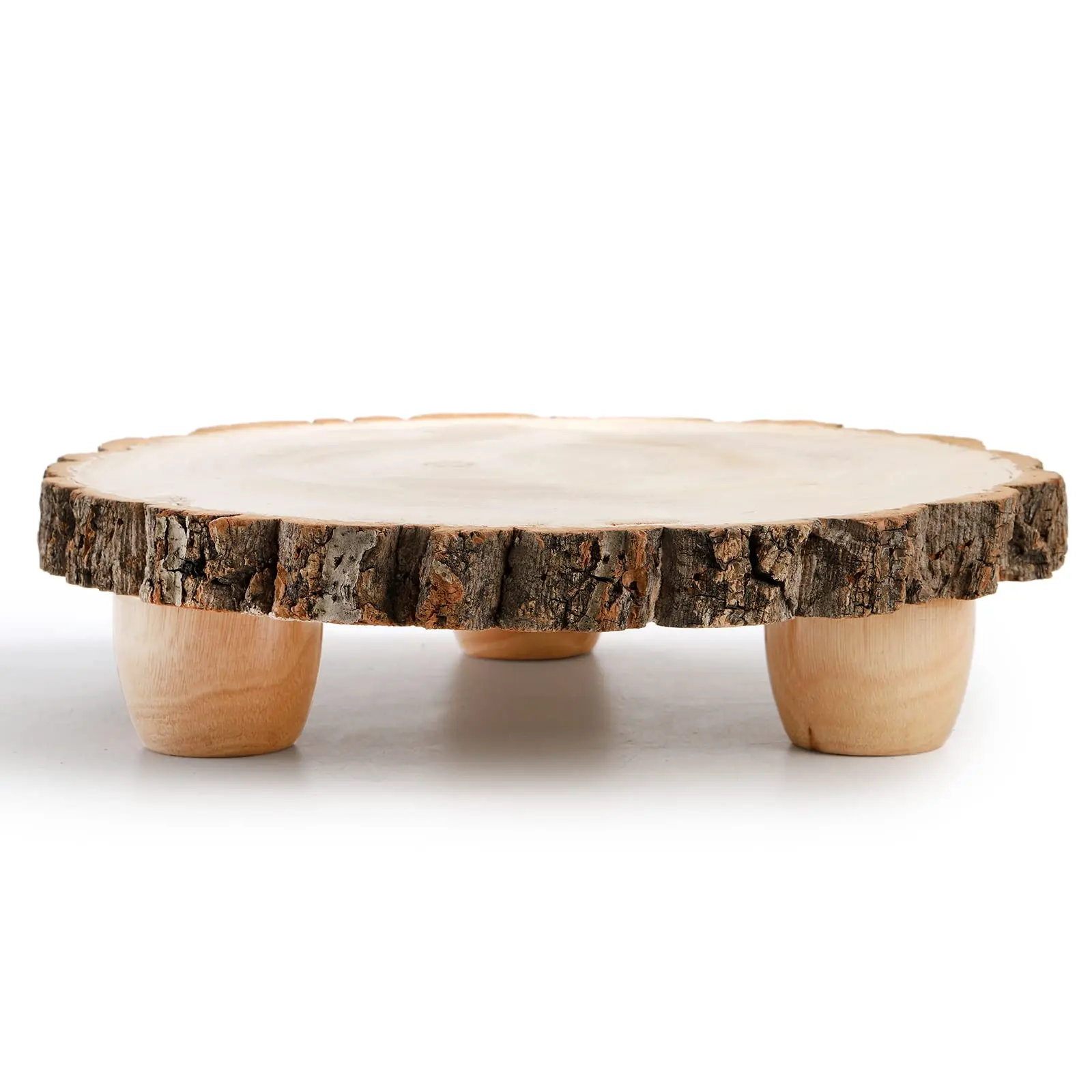 Wholesale Round Wooden Cake Stand,11 inch Wood Cake Stand,Wood Round Cake Display Stand with Legs,Wooden Serving Tray Wood Stand