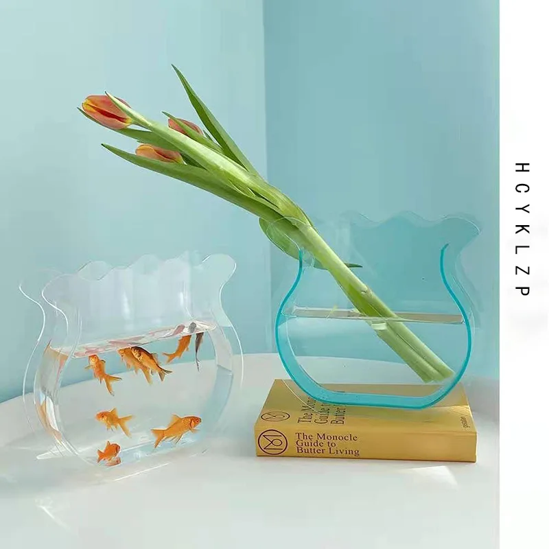 acrylic fishtail vase colorful home decorative flower transparent arrangement floral ware wholesale
