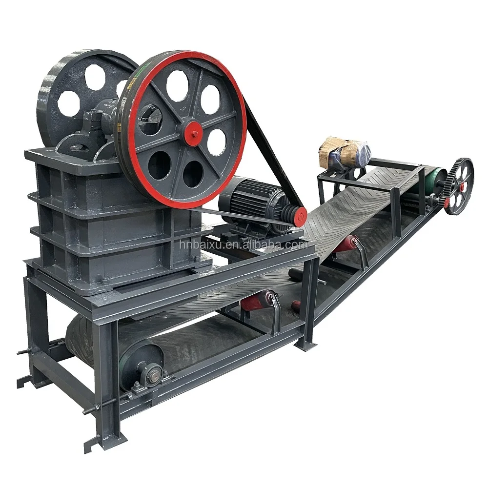 good quality 5-8 t/h gold ore crushing pe200x300 stone jaw crusher machine with conveyor belt