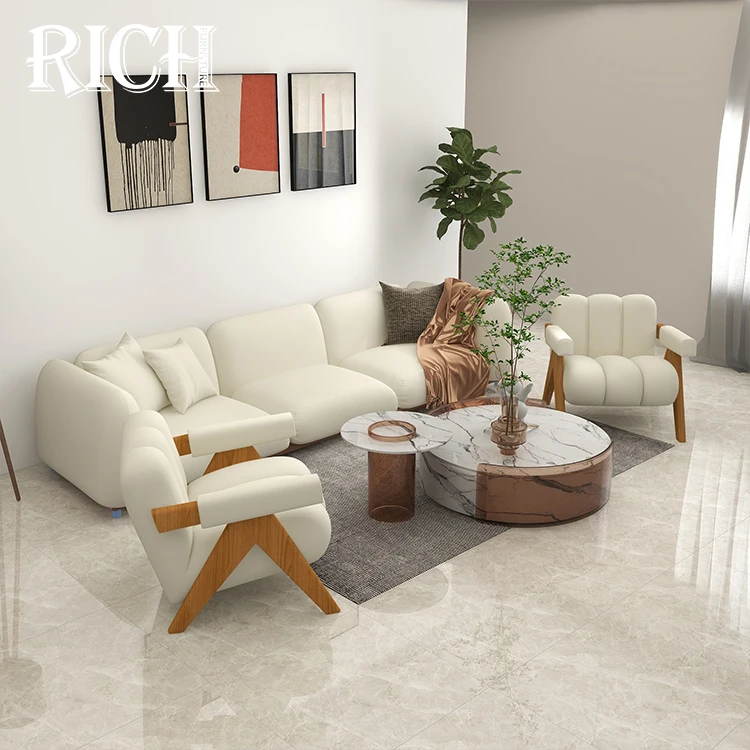 New Design Modern Luxury Living Room Soft Boucle Leisure Teddy Arm Sofa Chair Sherpa Floor Lounge White Sheepskin Accent Chair