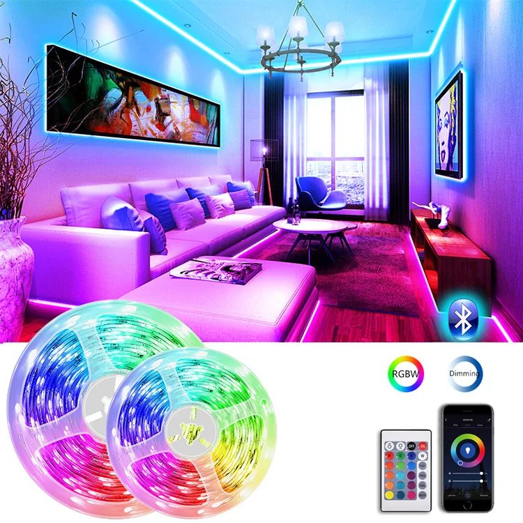 
2M 3M 5M RGBW Color TV Background Decoration Flex Lamp IP20 IP44 TUYA APP CCT Adjustable Smart RGB LED Strip Lights 