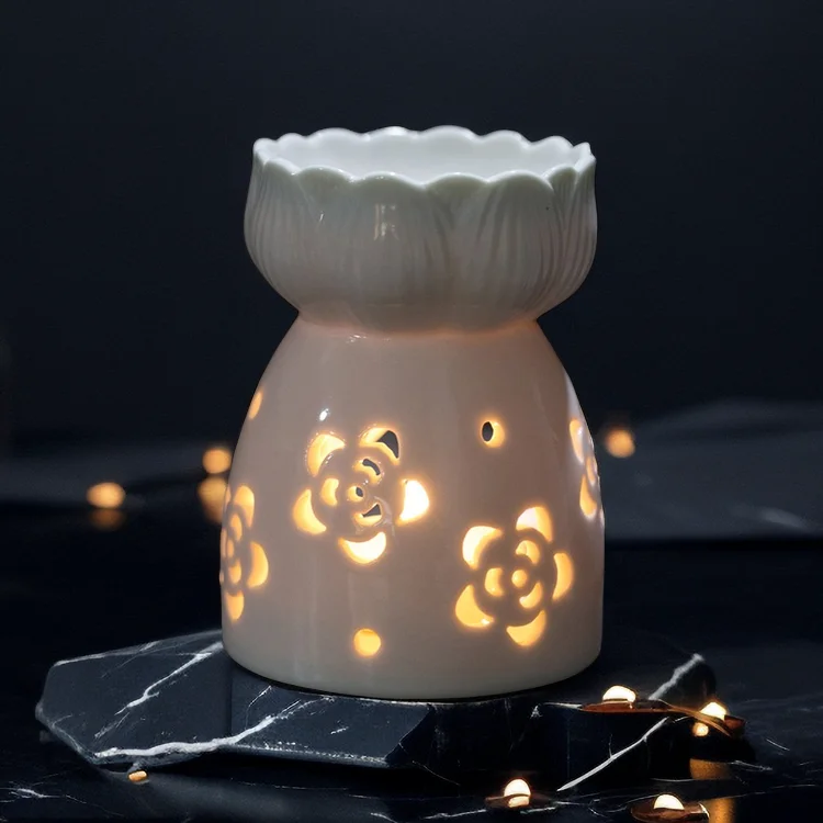 Aroma Oil Set Ceramic Tea Light Melt Burner Round Handmade Candle Wax Warmers