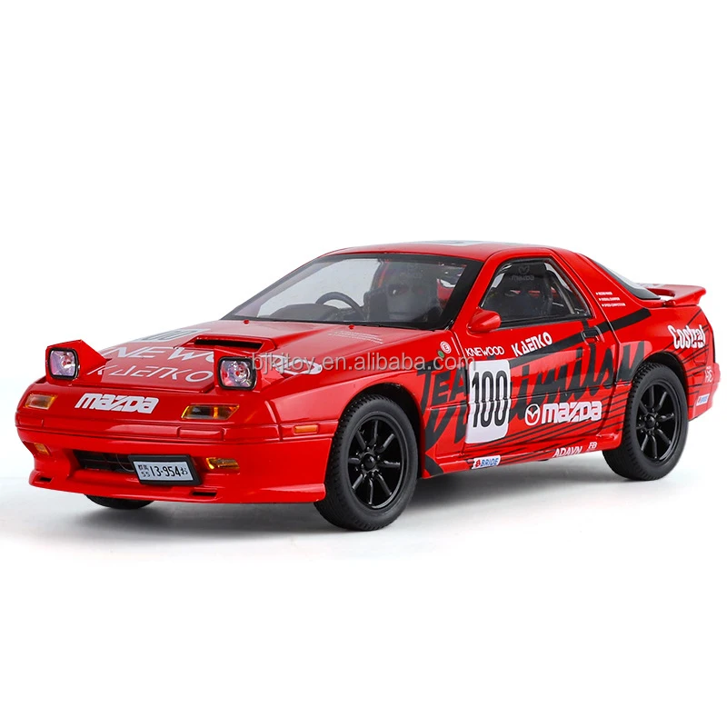 Pull Back Alloy Car Diecast RX7-PC 1/24 Race Car Model for Collection With Music Light